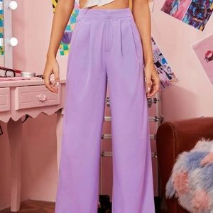 Zipper fly fold pleated palazzo pants